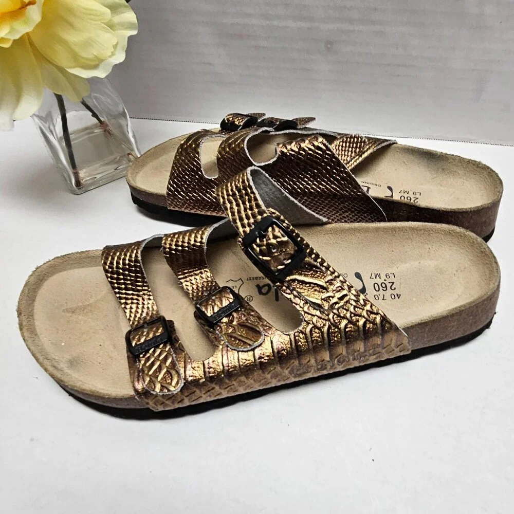 Birkenstock Women's Metallic Bronze Triple-strap Sandals
